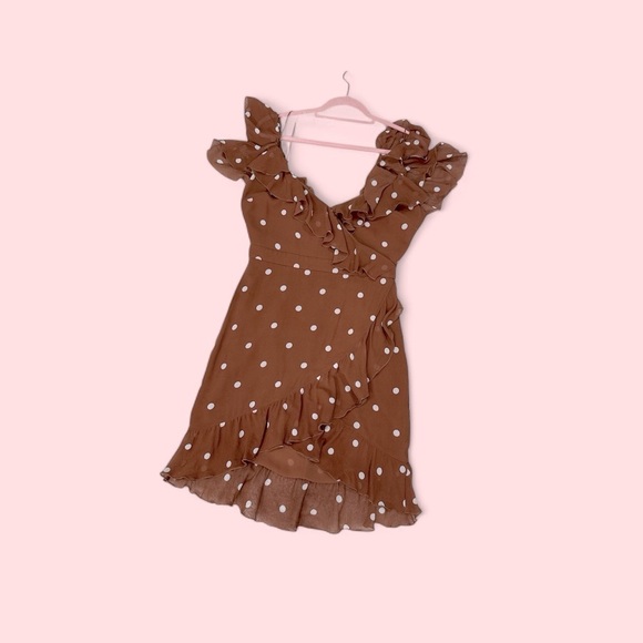 NICHOLAS

Rust Spot Wrap Frill Mini Dress US size 6 - Picture 9 of 17